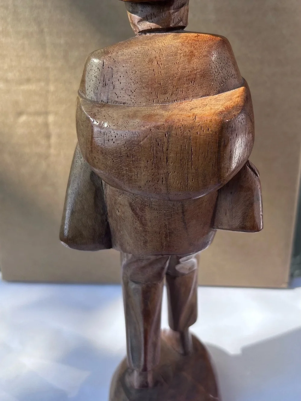 Signed Mid Century Ecuador Colombia Wood Carving Man Statue Artisan